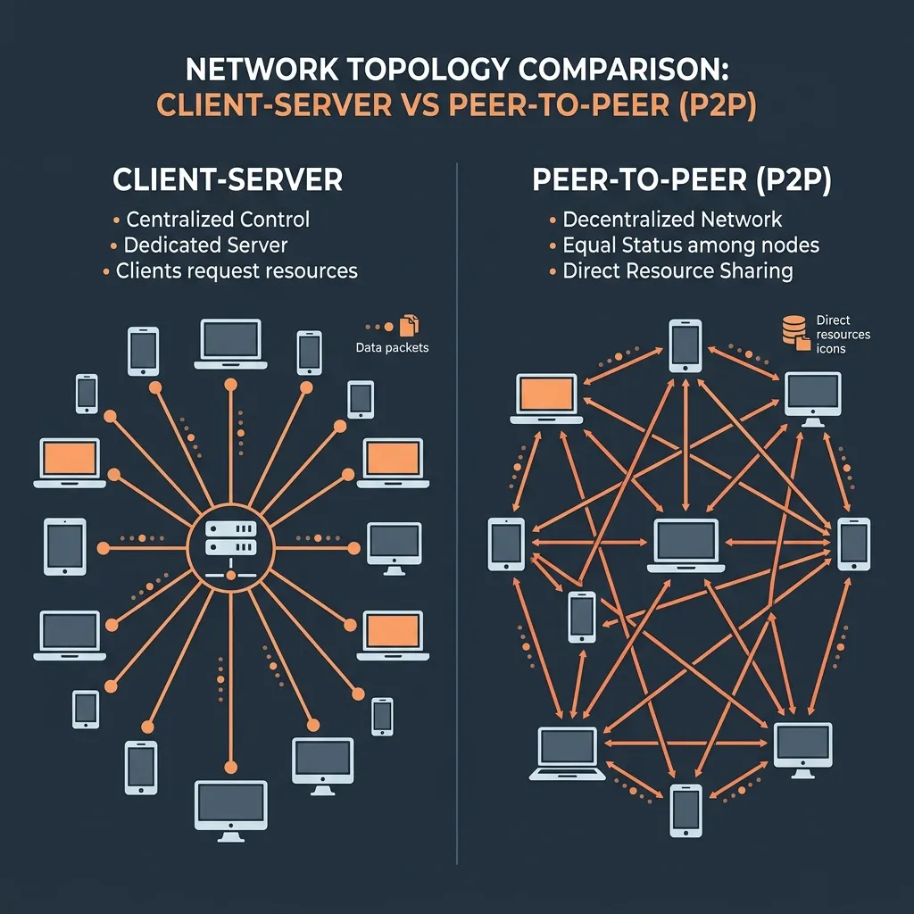 Client-Server vs Peer-to-Peer Network Topologies